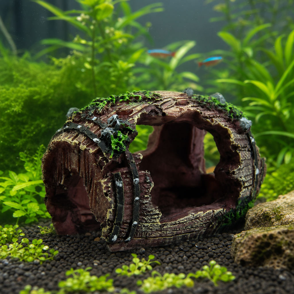 Barrel Cave Aquarium Decoration